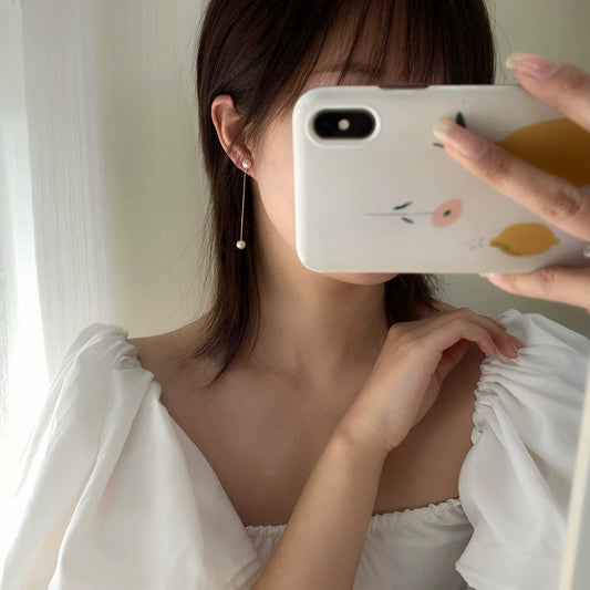 (E054) Pearl dangling  earrings
