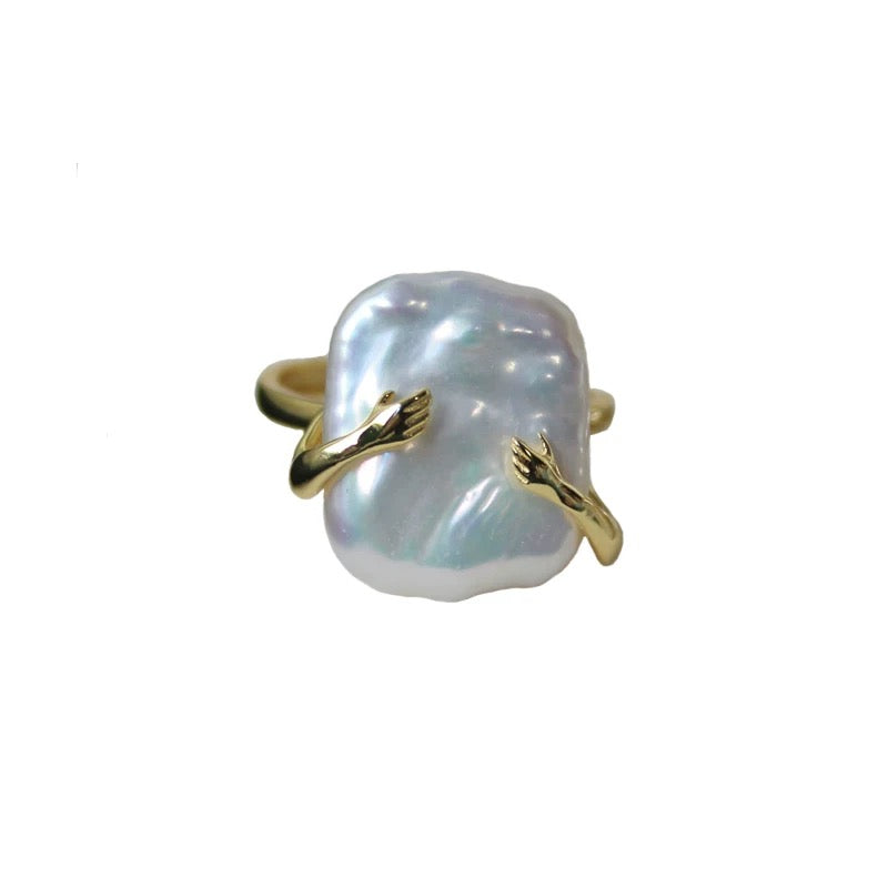 Hug ring/freshwater pearl ring/S925