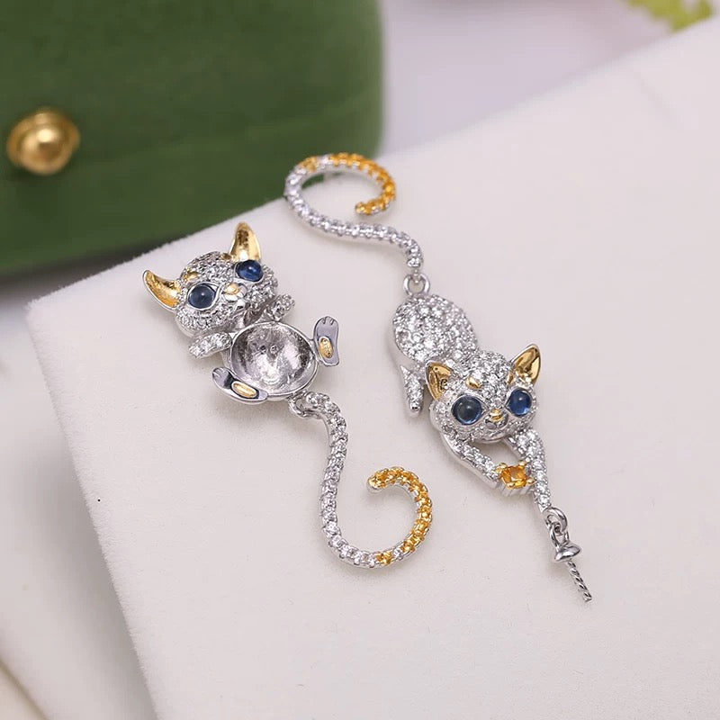 Kitten Cat Pendant and earring/S925