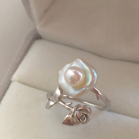(R002)  Petal pearl ring  S925