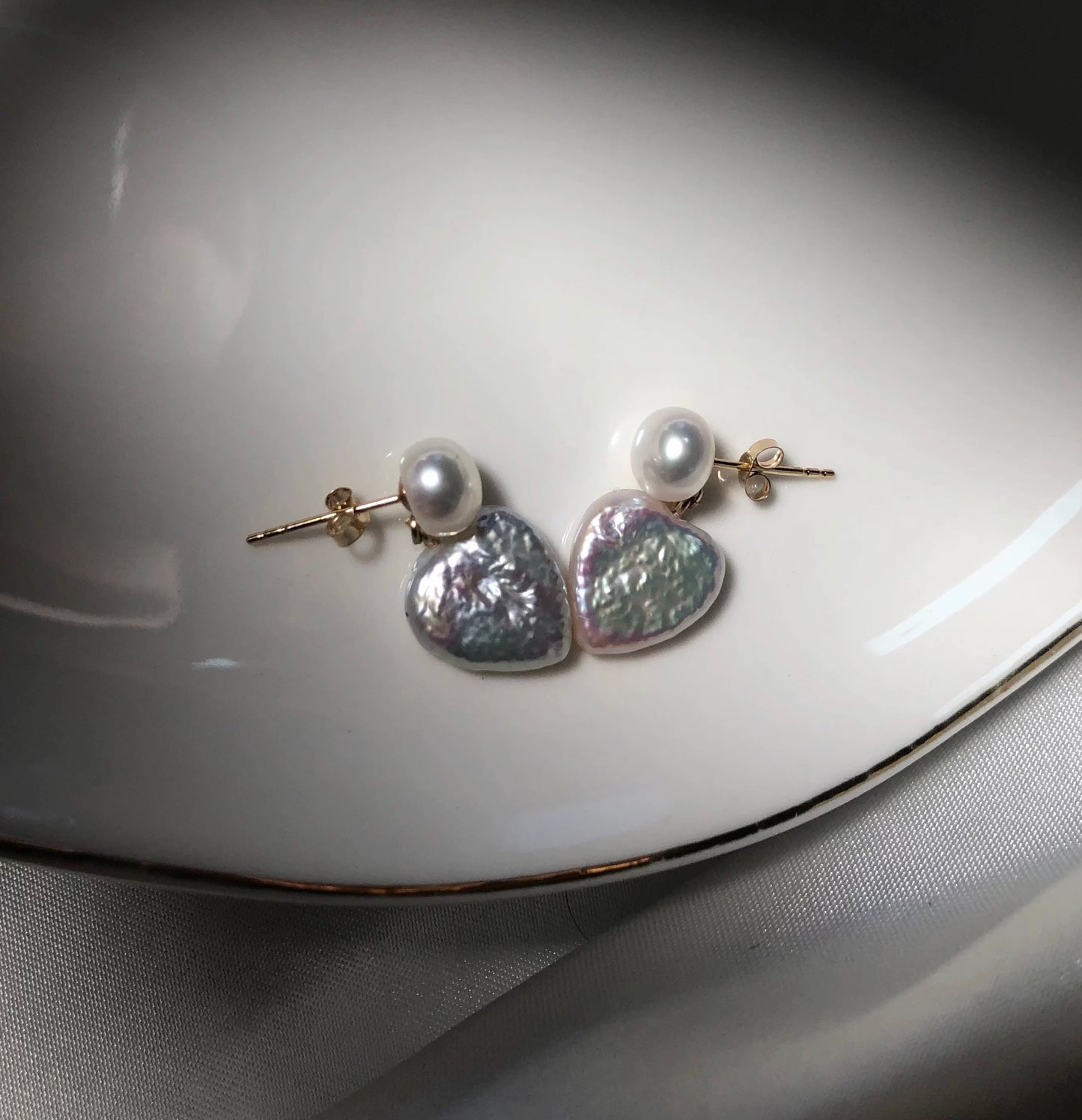 Heart Pearl earrings stud/dangling stud(E46)