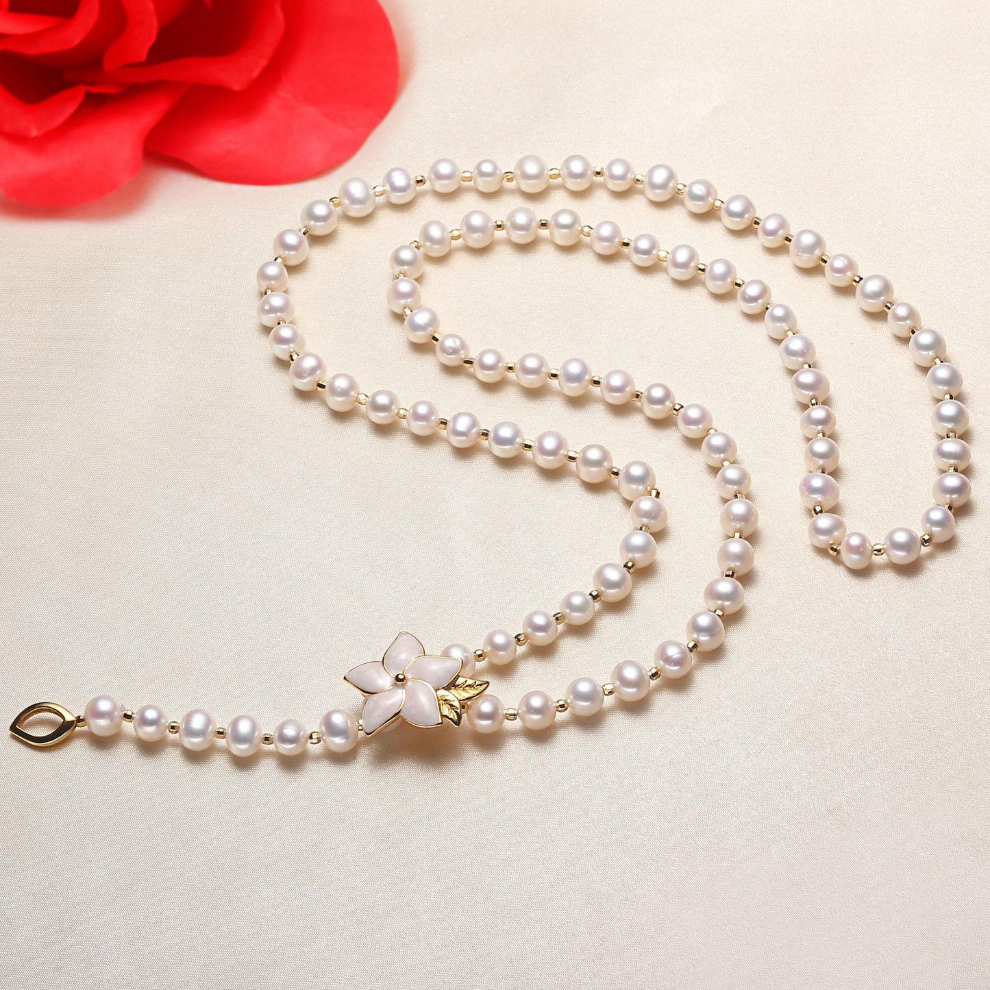 (N040)flower pearl necklace