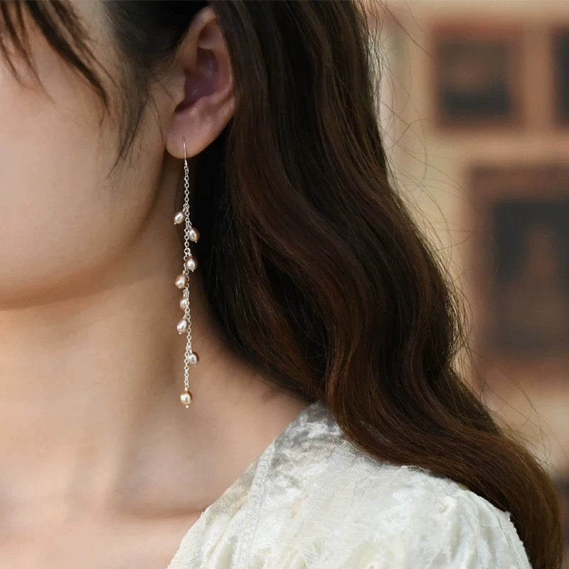 (E060) Pearl sterling silver  earrings