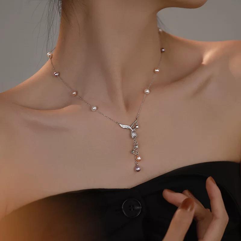 (N062)Lily of the valley pearl necklace/S925/Adjustable Pearl Necklace