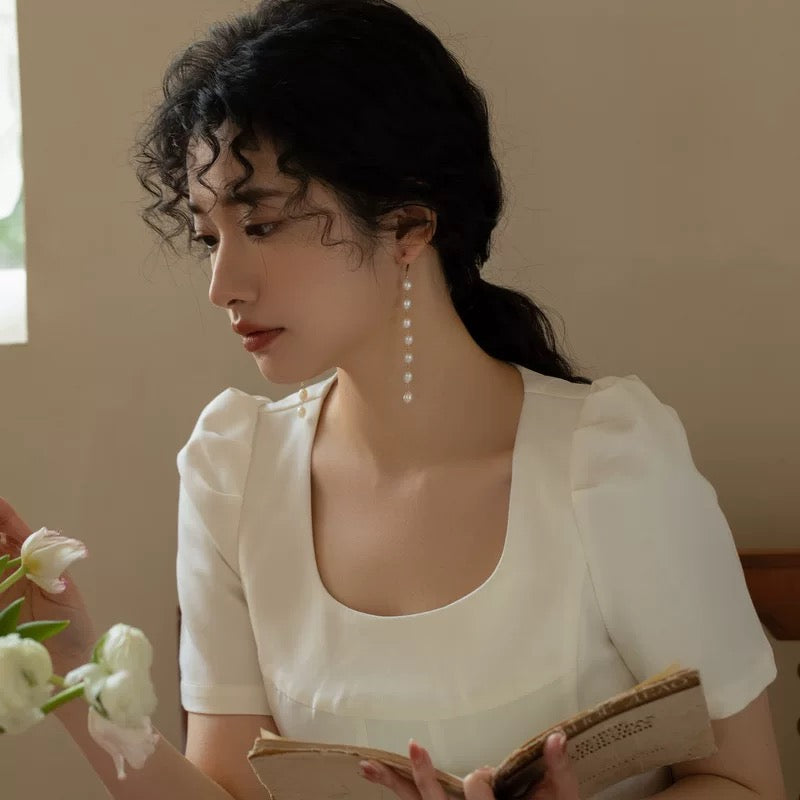 tassel pearl earrings(E79)