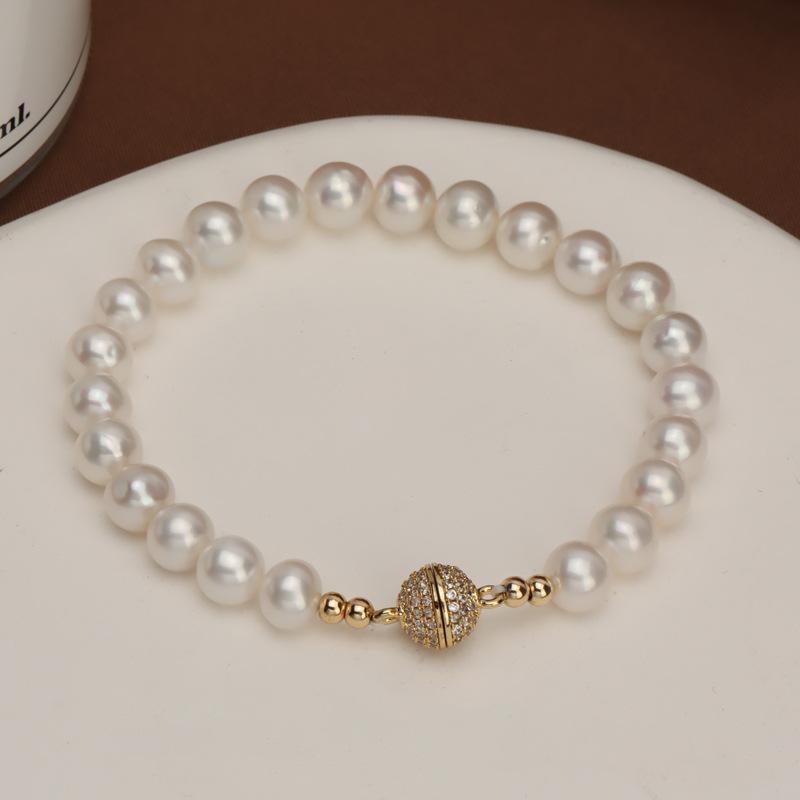 (B008) white full pearl bracelet