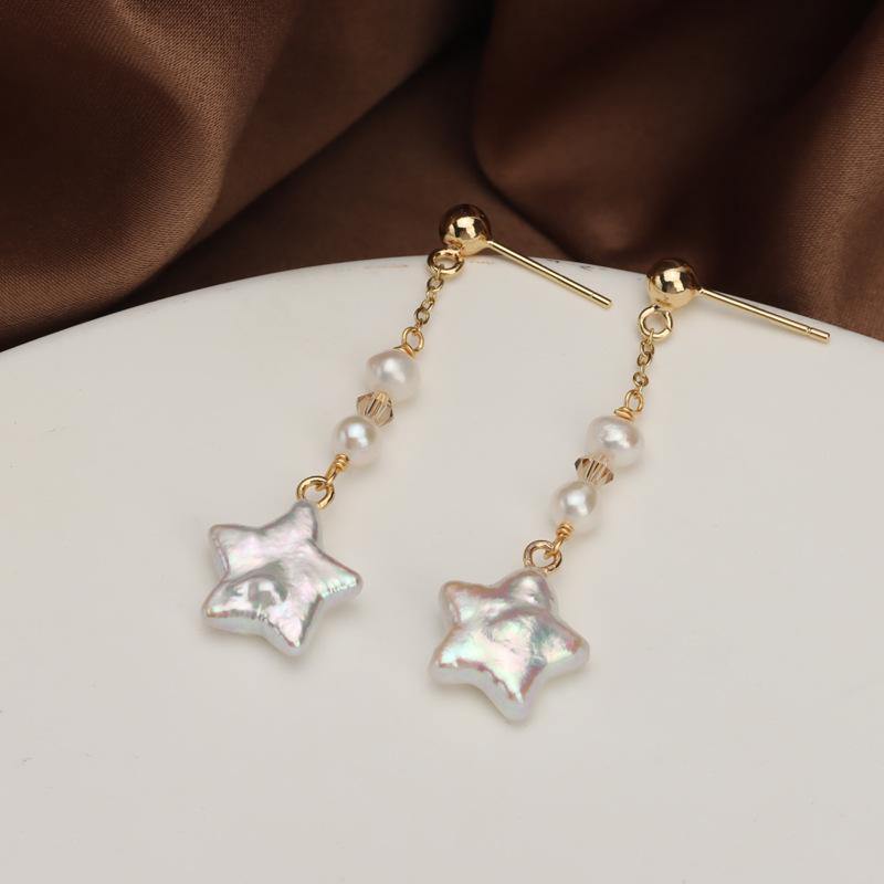 (E036) Star Pearl stud earrings