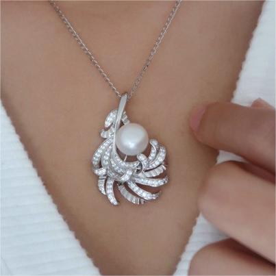 (J055)    Feather pearl set--Pendant & Earring & Ring