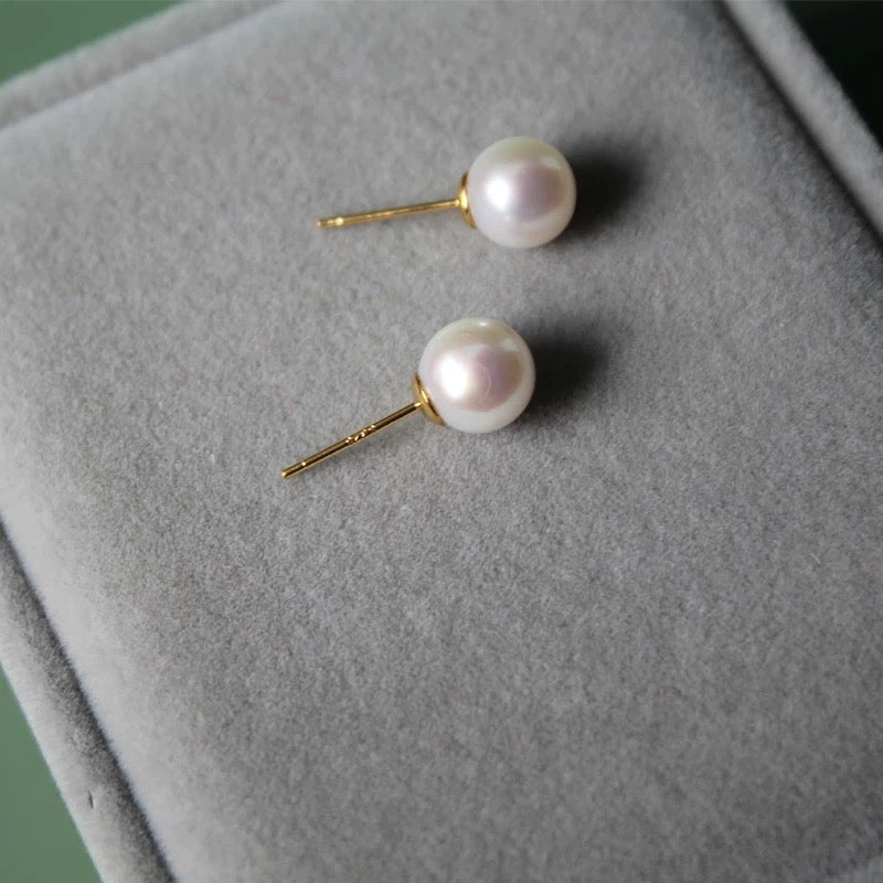 (E067) Akoya stud/White Pearl Studs/Silver Pearl Studs/Gold Pearl Studs