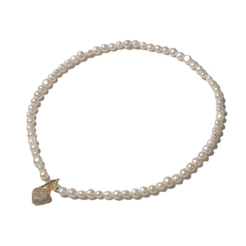 (N054)Heart buckle pearl necklace