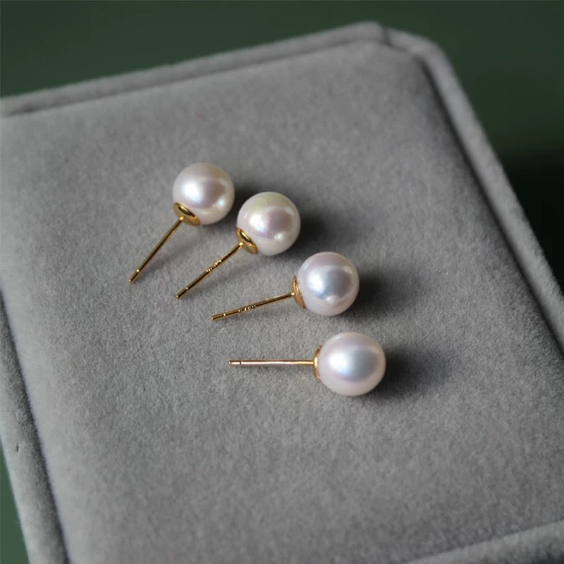 (E067) Akoya stud/White Pearl Studs/Silver Pearl Studs/Gold Pearl Studs