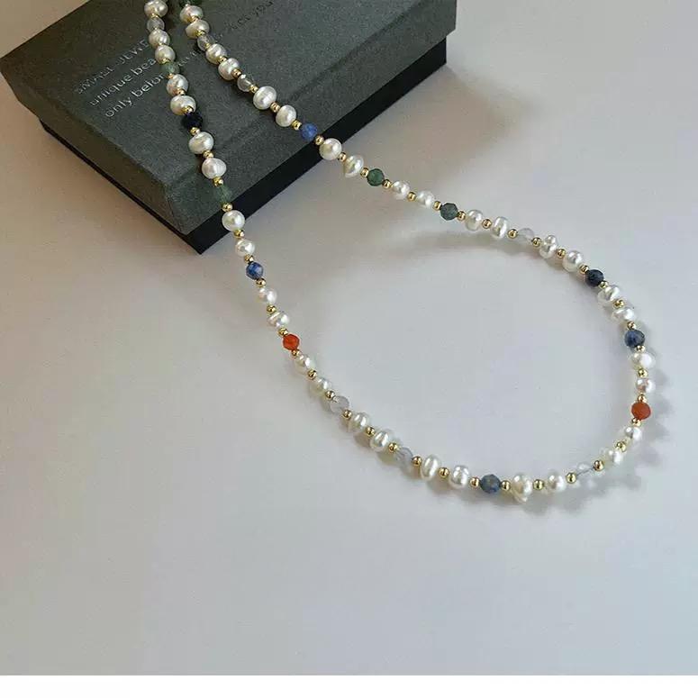 (N067)Multi-gem pearl necklace