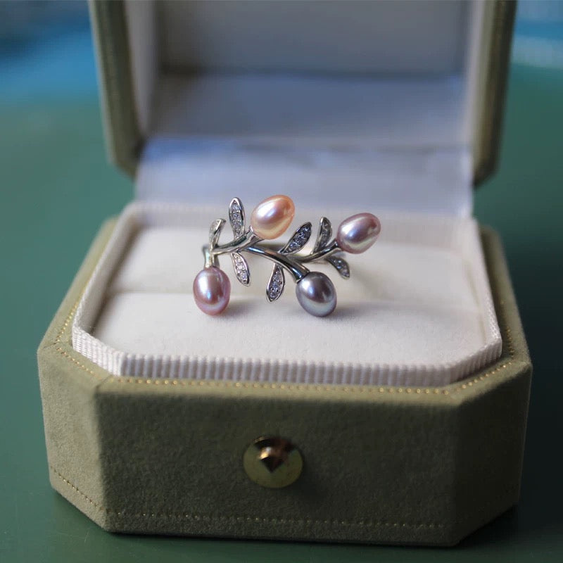 branches and leaves pearl ring/S925/ (R101)