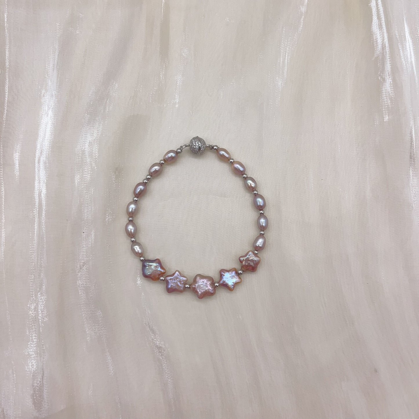 (B060) Baroque pearl bracelet /Star & rainbow pearls