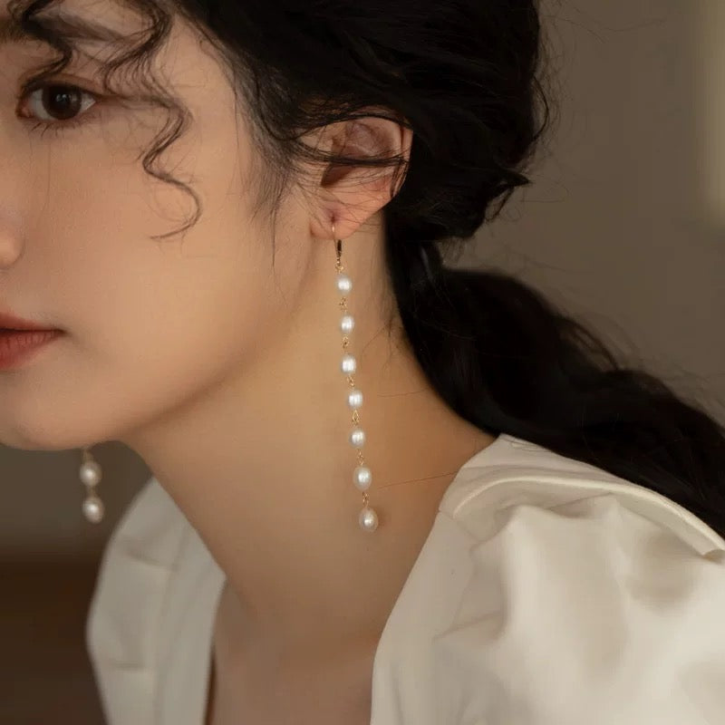 tassel pearl earrings(E79)