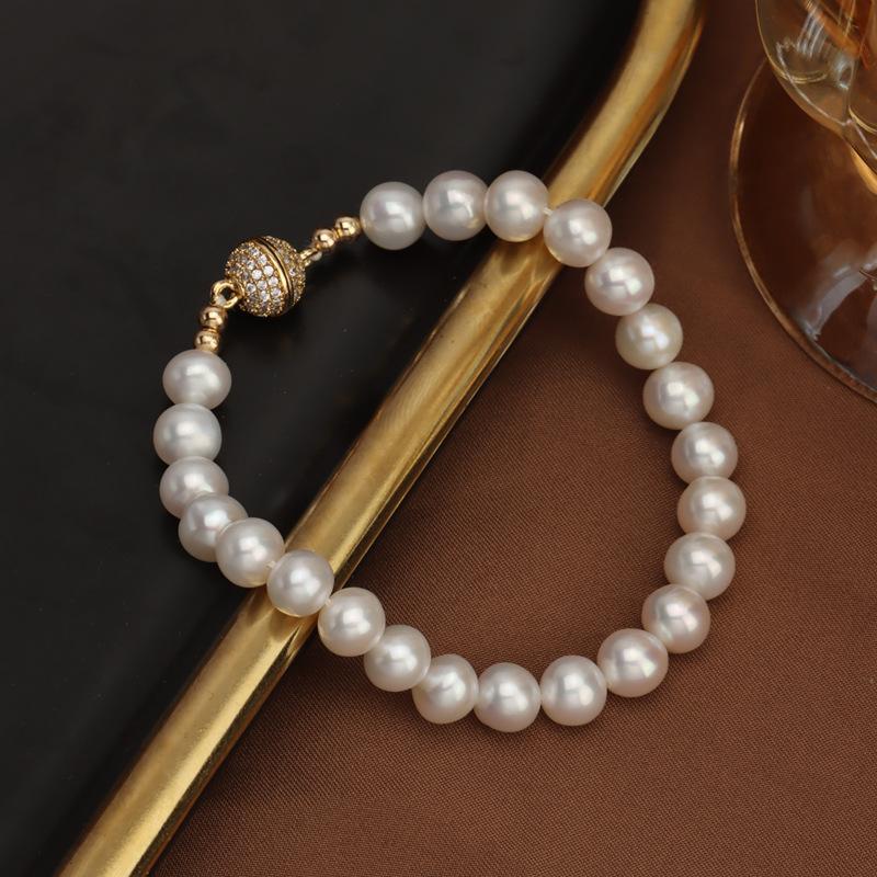 (B008) white full pearl bracelet