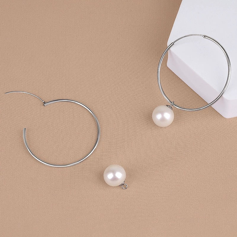 (E053) Pearl sterling silver stud earrings