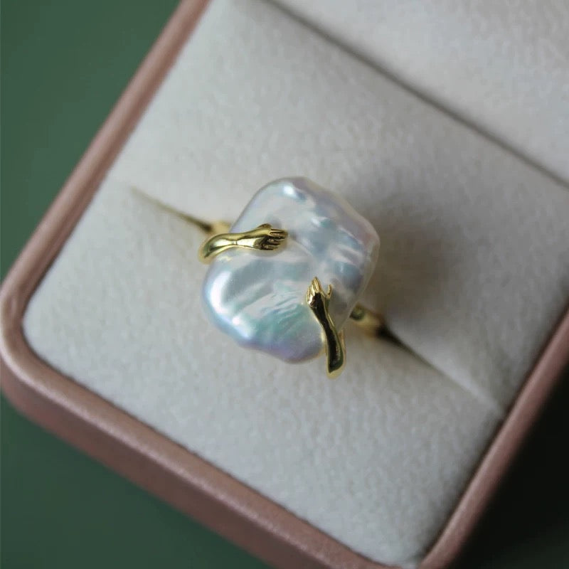 Hug ring/freshwater pearl ring/S925