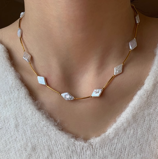(N075)North star necklace/Freshwater pearl necklace