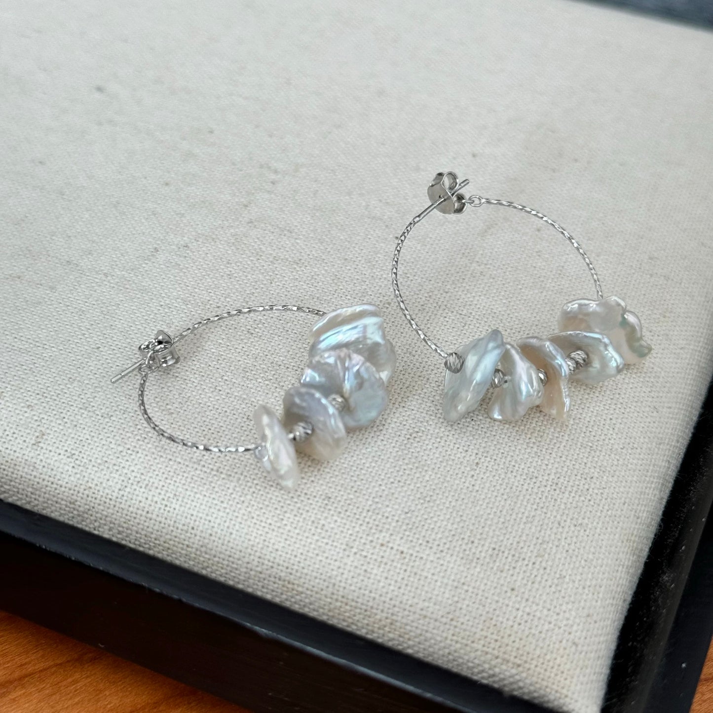 (E052) Baroque Pearl sterling silver drop earrings