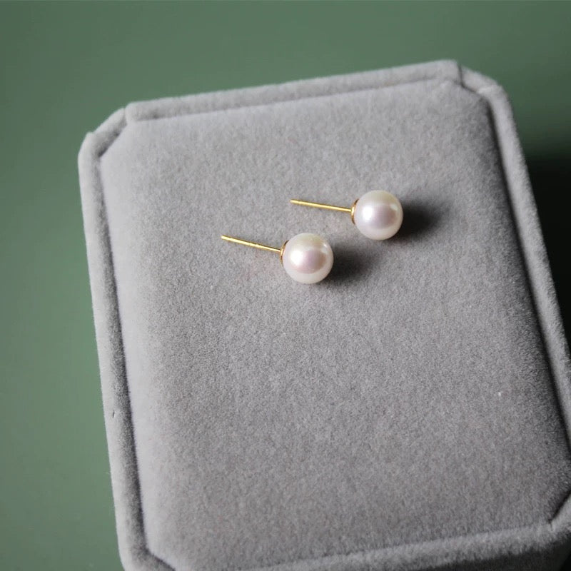 (E067) Akoya stud/White Pearl Studs/Silver Pearl Studs/Gold Pearl Studs