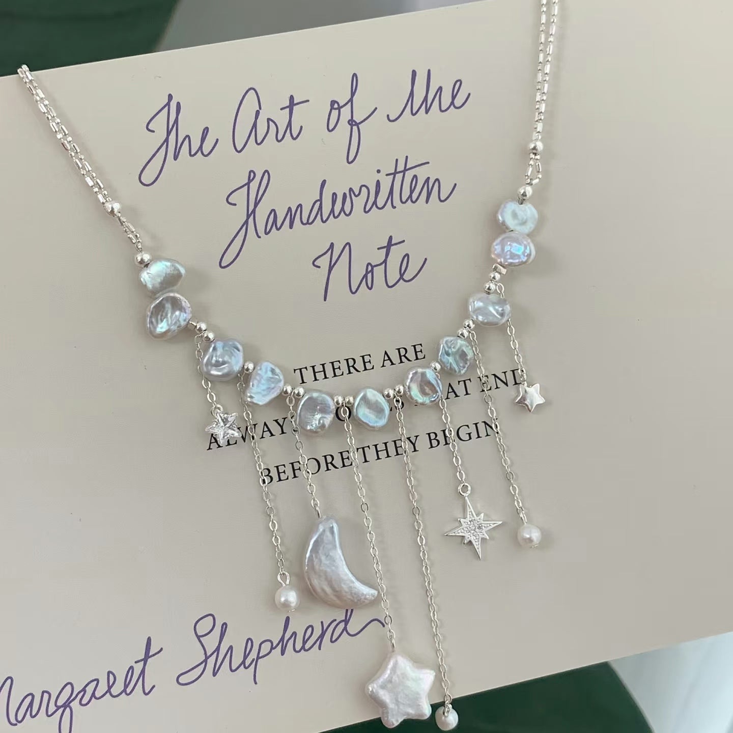 (J009)   S925 Star and moon pearl jewelry set/S925/necklace and earrings