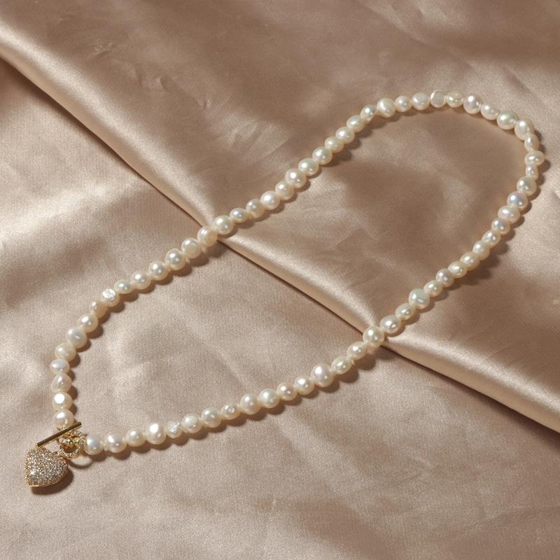(N054)Heart buckle pearl necklace