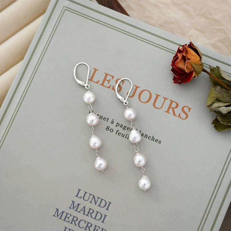 (E063) Baroque Pearl sterling silver earrings