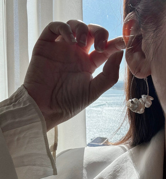 (E052) Baroque Pearl sterling silver drop earrings