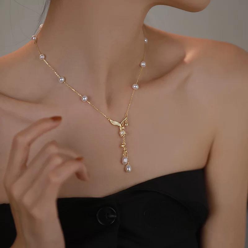 (N062)Lily of the valley pearl necklace/S925/Adjustable Pearl Necklace