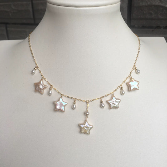 (N049) Star pearl necklace