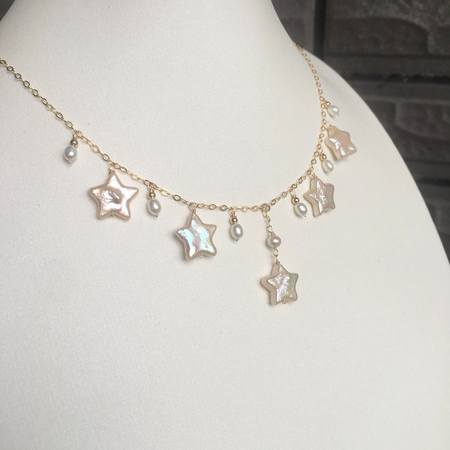 (N049) Star pearl necklace