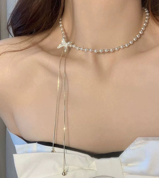 (N050)Butterfly Pearl choker