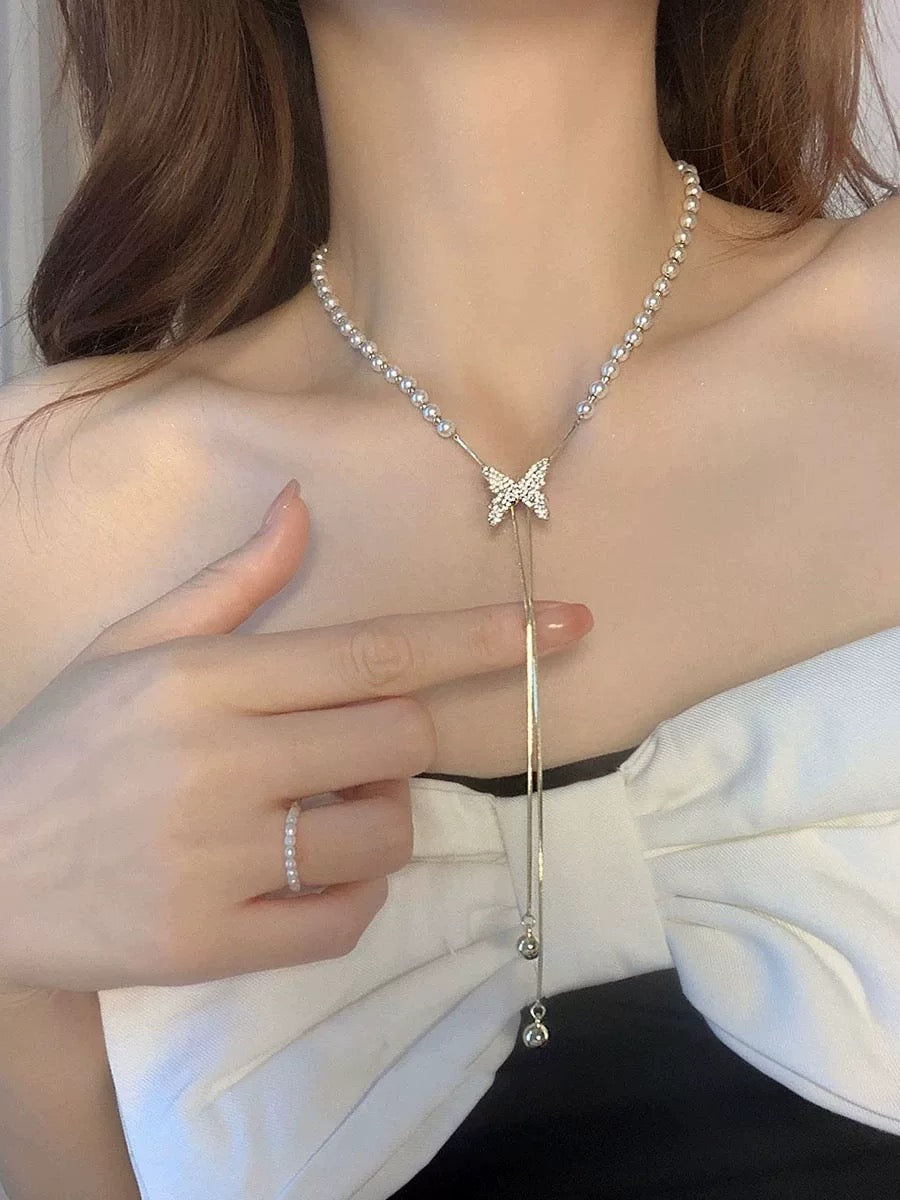 (N050)Butterfly Pearl choker