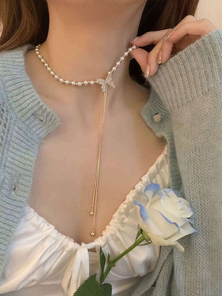 (N050)Butterfly Pearl choker