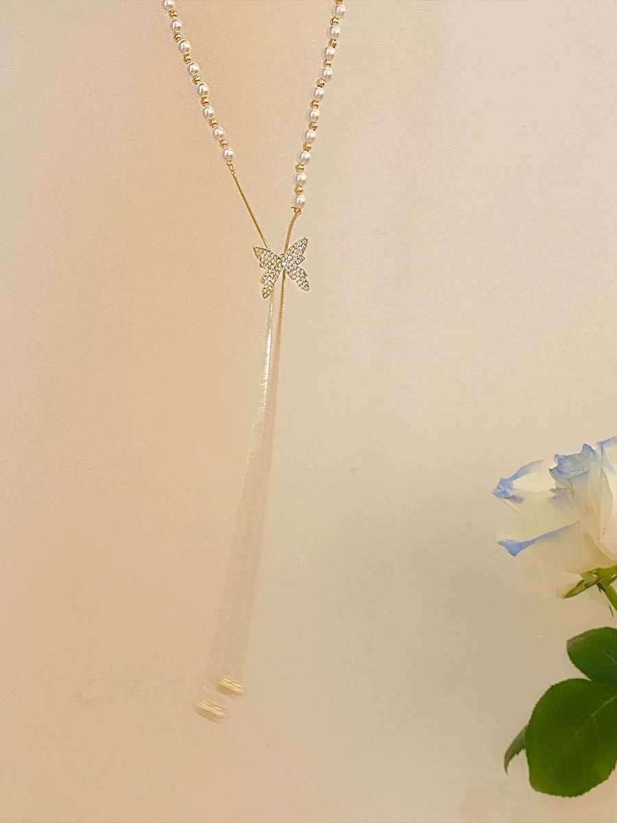 (N050)Butterfly Pearl choker