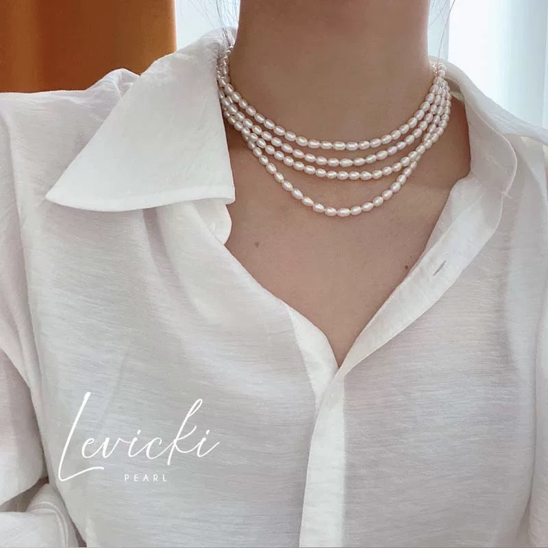 (N057) Pearl necklace sweater chain /63inches