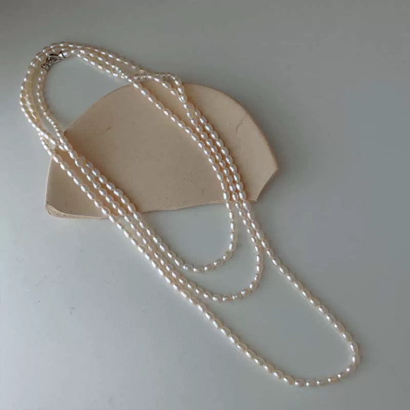 (N057) Pearl necklace sweater chain /63inches