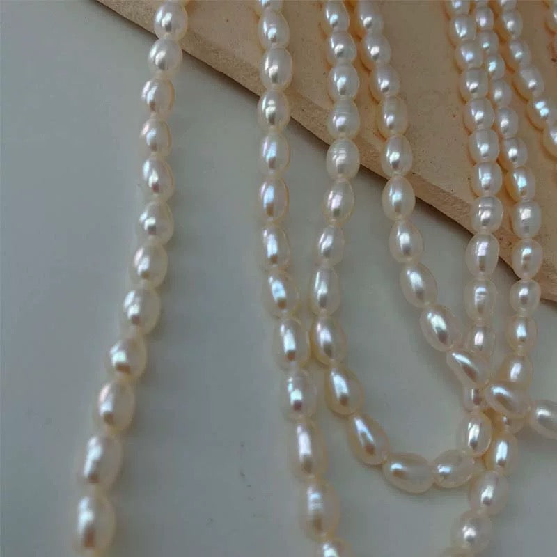 (N057) Pearl necklace sweater chain /63inches