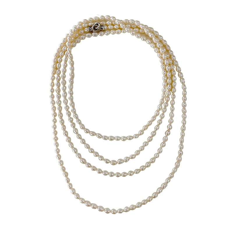 (N057) Pearl necklace sweater chain /63inches