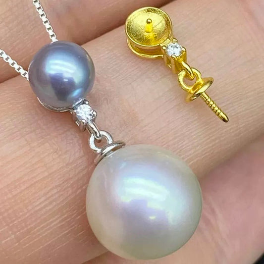 (P67)  S925 sterling silver double pearl pendant setting