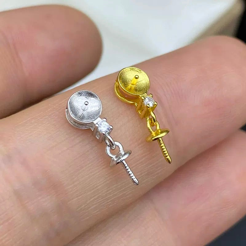 (P67) S925 sterling silver double pearl pendant setting