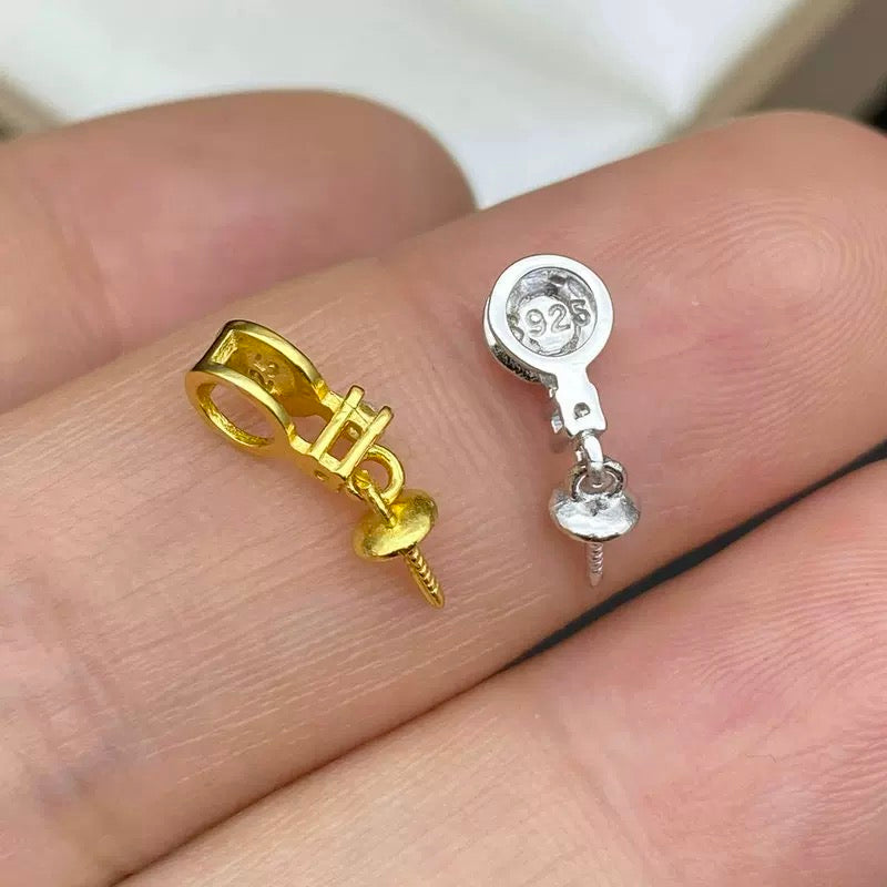 (P67) S925 sterling silver double pearl pendant setting