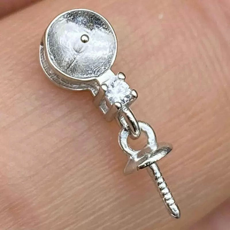 (P67) S925 sterling silver double pearl pendant setting
