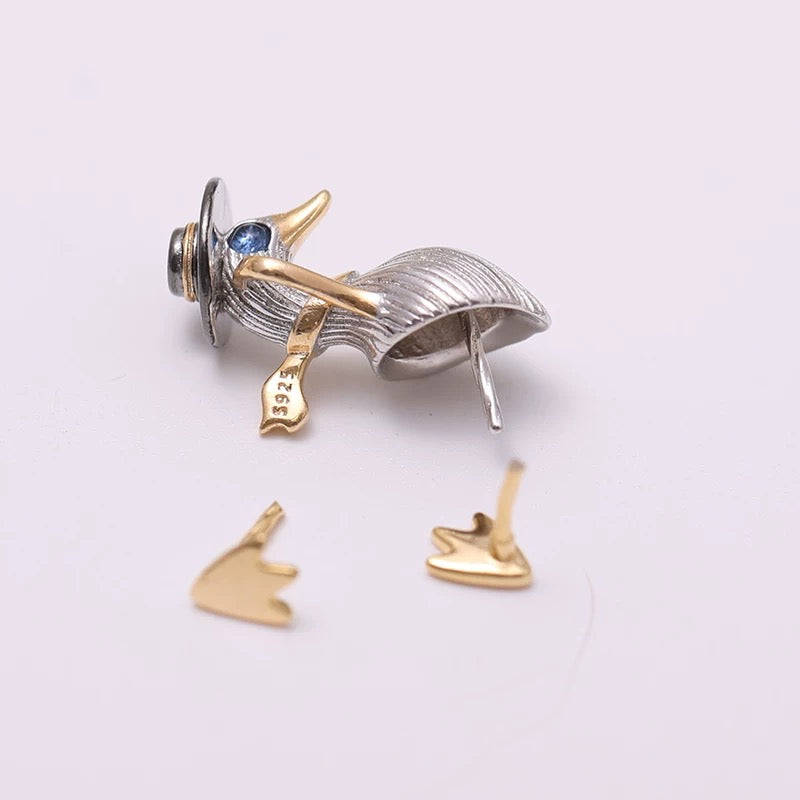 S925 sterling silver Cute Little Duck Pendant setting (P041)
