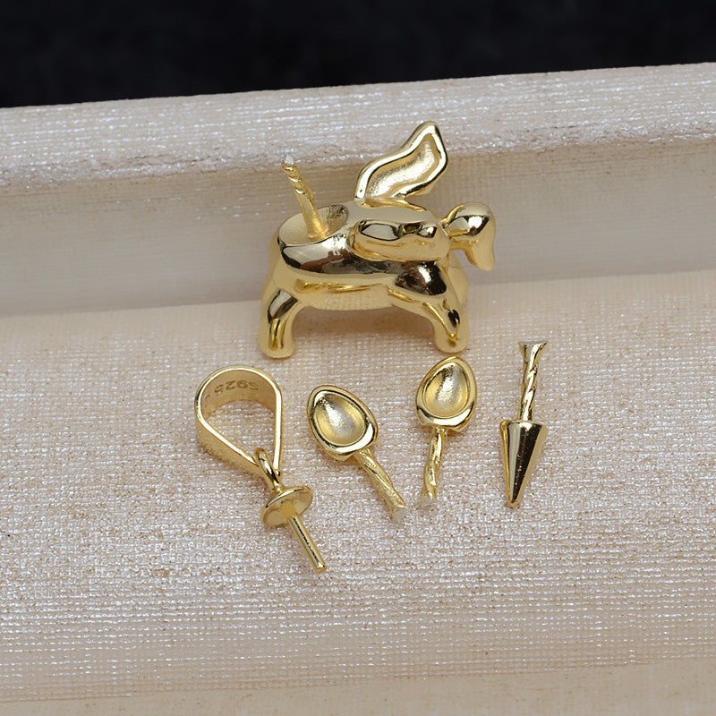 S925 sterling silver unicorn pendant setting (P41)