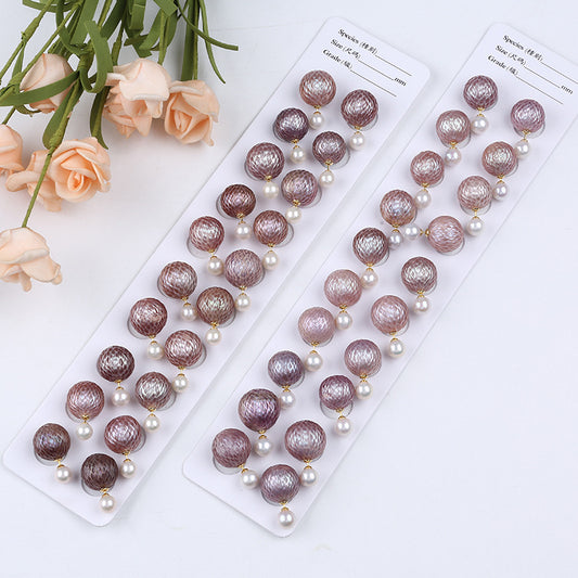 (E040)Dragon scale carved natural purple Edison pearl stud earrings