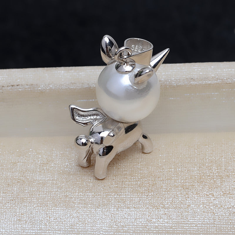 S925 sterling silver unicorn pendant setting (P41)