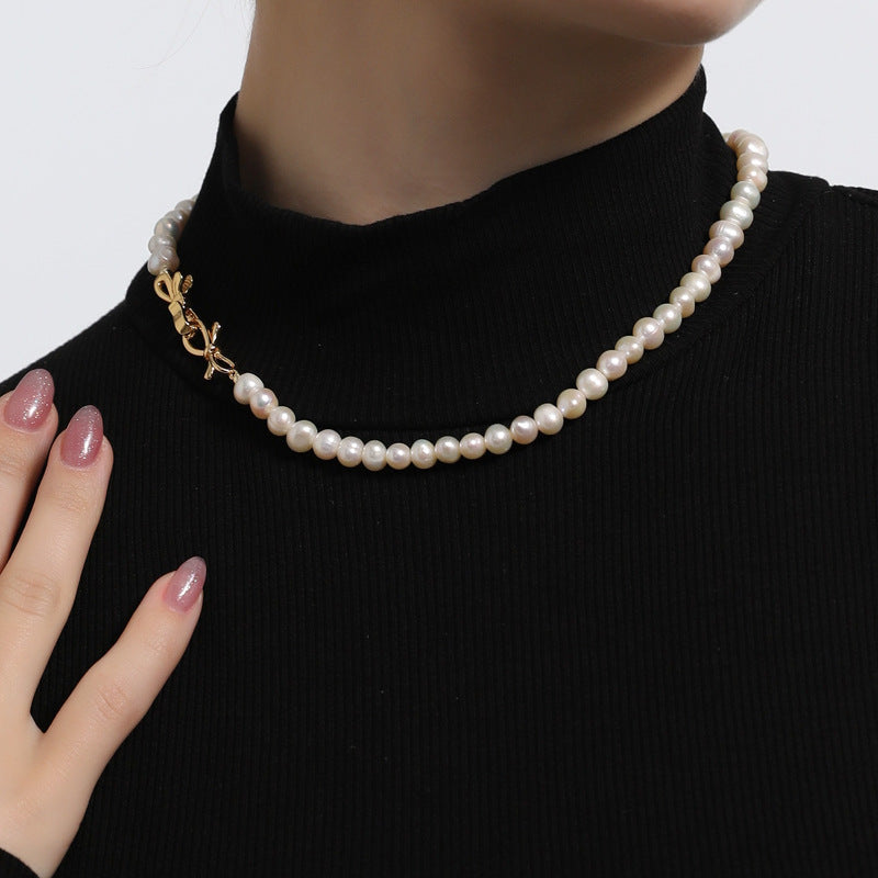 (N038)Flower Pearl Necklace