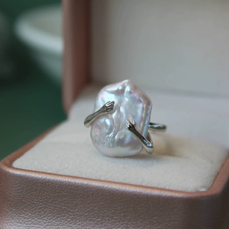 Hug ring/freshwater pearl ring/S925